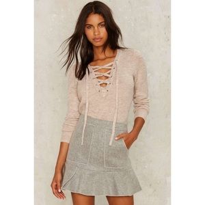 Bardot Tighten the Strings Lace-up Pullover Sweater L